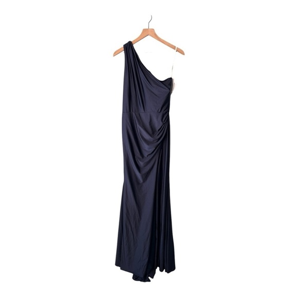 CYNTHIA & SAHAR PORTIA STYLE CS104 One Shoulder Mermaid Gown Midnight Navy - Picture 6 of 16